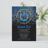 Blue Black Video Game Gamer Bar Mitzvah Begleitkarte (Stehend Vorderseite)