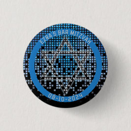 Blue Black Video Game Gamer Bar Mitzvah Button