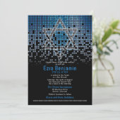 Blue Black Video Game Gamer Bar Mitzvah Einladung (Stehend Vorderseite)