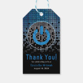 Blue Black Video Game Gamer Bar Mitzvah Geschenkanhänger (Rückseite)