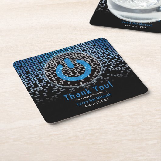 Blue Black Video Game Gamer Bar Mitzvah Rechteckiger Pappuntersetzer (angewinkelt)