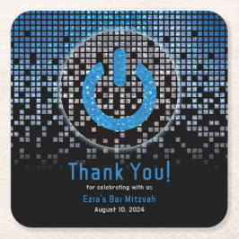 Blue Black Video Game Gamer Bar Mitzvah Rechteckiger Pappuntersetzer