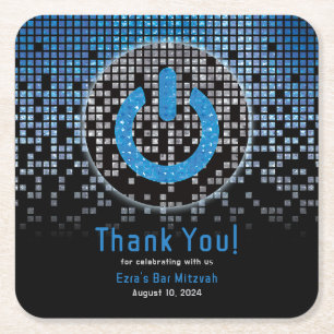 Blue Black Video Game Gamer Bar Mitzvah Rechteckiger Pappuntersetzer