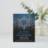 Blue Black Video Game Gamer Bar Mitzvah Save The Date (Stehend Vorderseite)
