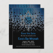 Blue Black Video Game Gamer Bar Mitzvah Save The Date (Vorne/Hinten)