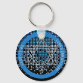 Blue Black Video Game Gamer Bar Mitzvah Schlüsselanhänger (Rückseite)