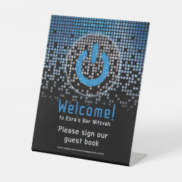 Blue Black Video Game Gamer Bar Mitzvah Sockelschild