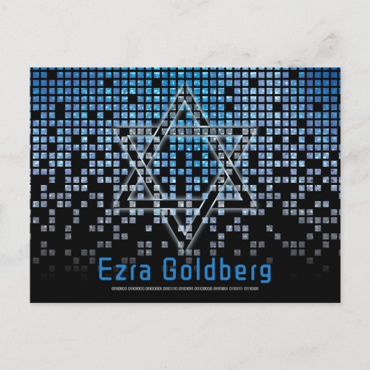 Blue Black Video Gamer Bar Mitzvah Vielen Dank Postkarte (Vorderseite)