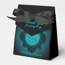 Blue Black Vintag Frame 90th Birthday Gefallen Box