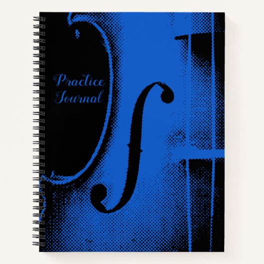 Blue Black Violin Music Lesson Practice Journal Notizblock (Vorderseite)