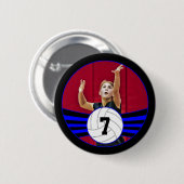 Blue & Black Volleyball Foto und Jersey Nummer Button (Vorne & Hinten)