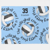 Blue Black Volleyball Platz ihr glücklicher Fleecedecke (Vorderseite (Horizontal))