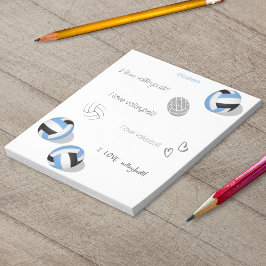 Blue Black Volleyballs Jungs individuelle Name Notizblock