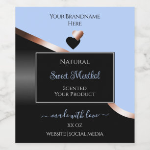 Blue Black Wavy Rose Gold Hearts Produktkennzeichn Weinetikett