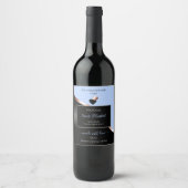 Blue Black Wavy Rose Gold Hearts Produktkennzeichn Weinetikett (Vorderseite)