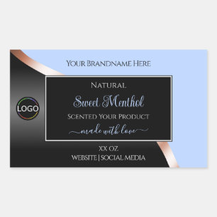 Blue Black Wavy Rose Gold mit Logo-Produktkennzeic Rechteckiger Aufkleber
