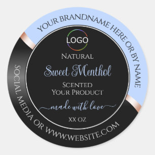 Blue Black Wavy Rose Gold mit Logo-Produktkennzeic Runder Aufkleber