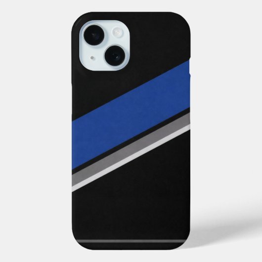 Blue Black & White Abstract Pattern Phone Case  (Rückseite)