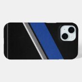 Blue Black & White Abstract Pattern Phone Case  (Rückseite (Horizontal))