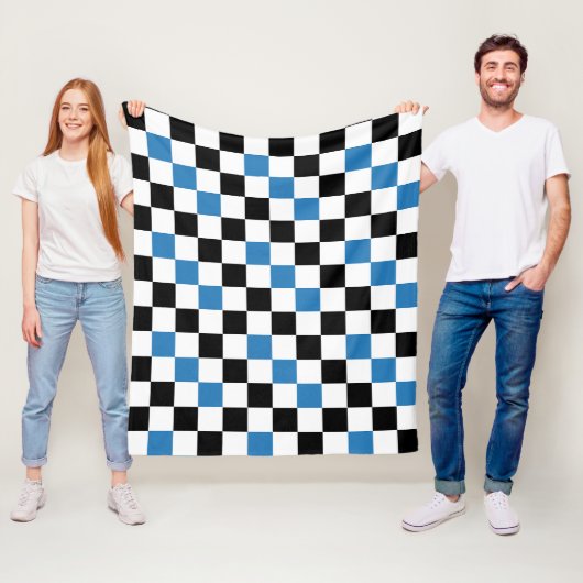 Blue Black White Checkered Pattern Design  Fleecedecke (Beispiel)