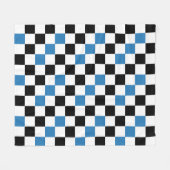 Blue Black White Checkered Pattern Design  Fleecedecke (Vorderseite (Horizontal))