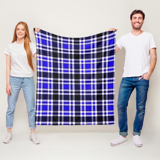 Blue Black White Flannel Tartan Pattern Design  Fleecedecke
