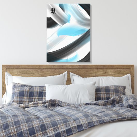 Blue Black White Gray Abstract  Leinwanddruck (Insitu (Schlafzimmer))