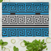 Blue Black White Greek Key Fret Pattern Design  Geschirrtuch (Gefaltet)