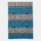 Blue Black White Greek Key Fret Pattern Design  Geschirrtuch (Vertikal)