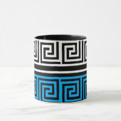 Blue Black White Greek Key Fret Pattern Design Tasse (Zentrum)
