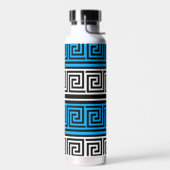 Blue Black White Greek Key Fret Pattern Design  Trinkflasche (Links)