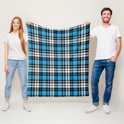 Blue Black White Plaid Tartan Pattern Design  Fleecedecke (Beispiel)