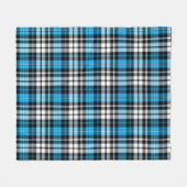 Blue Black White Plaid Tartan Pattern Design  Fleecedecke (Vorderseite (Horizontal))