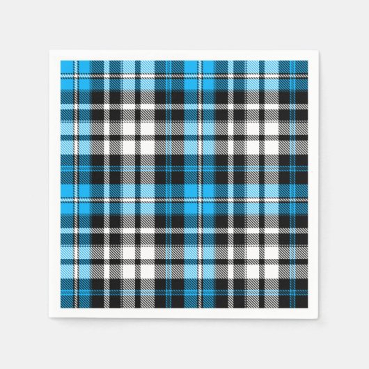 Blue Black White Plaid Tartan Pattern Design  Serviette (Vorderseite)