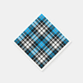 Blue Black White Plaid Tartan Pattern Design  Serviette (Ecke)