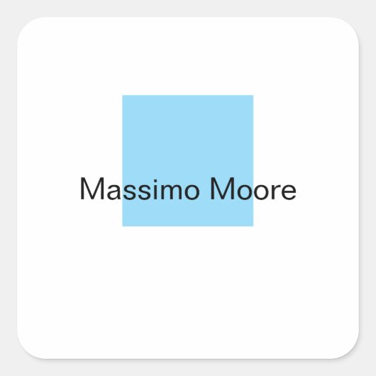 Blue Black White Plain Elegant Own Name Quadratischer Aufkleber (Vorderseite)