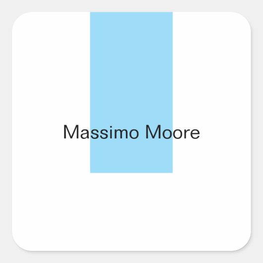 Blue Black White Plain Elegant Own Name Quadratischer Aufkleber (Vorderseite)