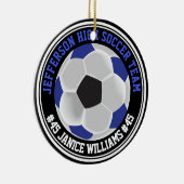 Blue, Black & White Soccer ⚽ Keramik Ornament (Rechts)