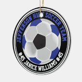 Blue, Black & White Soccer ⚽  Keramik Ornament (Links)