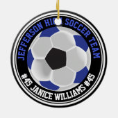 Blue, Black & White Soccer ⚽ Keramik Ornament (Hinten)