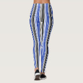 Blue Black White Stripes Pattern Design  Leggings (Rückseite)