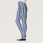 Blue Black White Stripes Pattern Design  Leggings (Links)