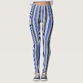 Blue Black White Stripes Pattern Design  Leggings (Vorderseite)