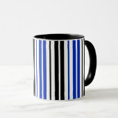 Blue Black White Stripes Pattern Design  Tasse (VorderseiteRechts)