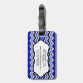 Blue, Black, White Wavy Stripes - Gepäckmarke Gepäckanhänger (Rückseite vertikal)