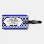 Blue, Black, White Wavy Stripes - Gepäckmarke Gepäckanhänger (Rückseite horizontal)