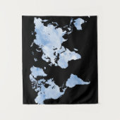Blue Black World Map Design 75 Wandteppich (Vorderseite)