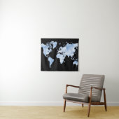 Blue Black World Map Design 75 Wandteppich (Beispiel (Horizontal))