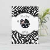 Blue Black Zebra Baby Shower Einladungen (Stehend Vorderseite)