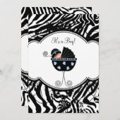 Blue Black Zebra Baby Shower Einladungen (Vorne/Hinten)